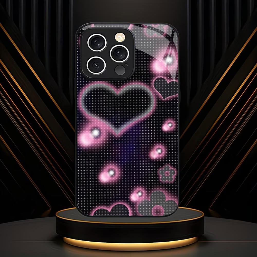 Pink Neon Heart & Dot Pattern Glass phone case mobile phones for iphone 17 pro max cover for iPhone 17 16 15 14 13 12pm Pro Plus