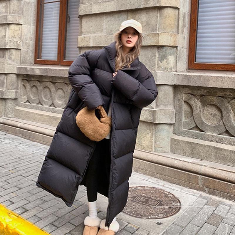 2023 Новые зимние толстые теплые длинные пуховики женские свободные воротник-стойка шарф-пуховик свободные хлопчатобумажные утолщенные куртки-хлебки пальто модные женские парки