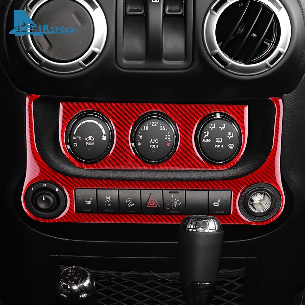 Real Soft Carbon Fiber Sticker For Jeep Wrangler JK JKU 2011 2012 2013 2014 2015 2016 2017 Car AC Cigarette Light Panel Trim