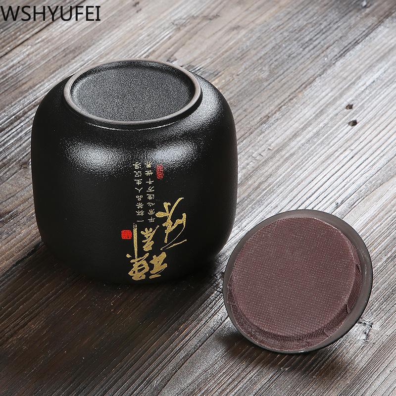 WSHYUFEI черная керамическая чайная банка, китайская фарфоровая керамическая банка, портативная герметичная банка для хранения, чайные коробки, резервуар для хранения конфет, специй