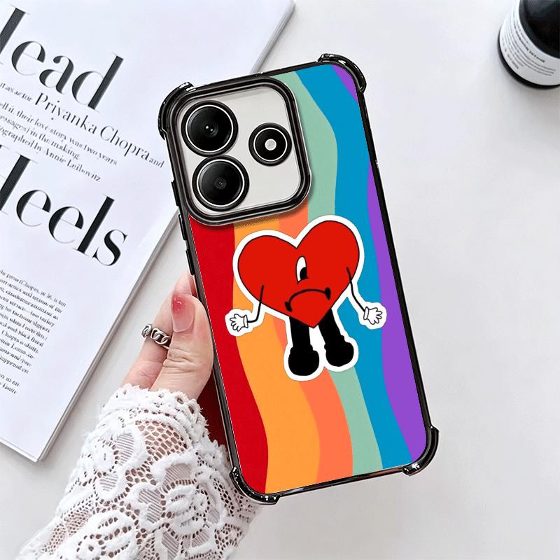 Чехол для телефона Bad Bunny с покрытием в виде сердца для Xiaomi Redmi Note 14 15 Pro Plus 13 12 11 11S 11T 10 9S 9 5G, противоударный чехол с подушкой безопасности
