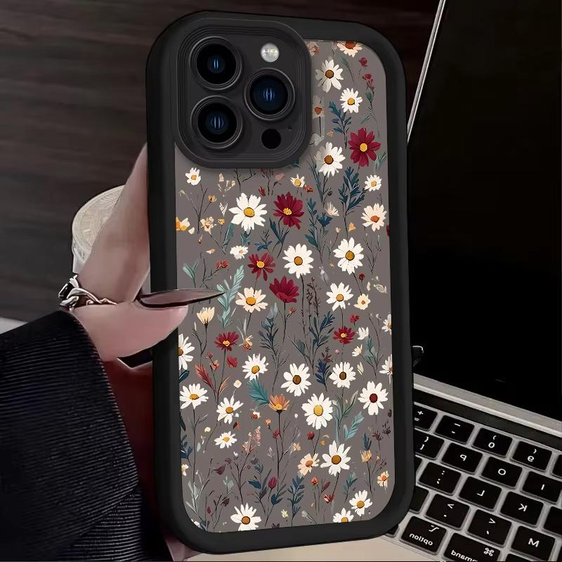 Чехол для телефона в ретро-стиле с цветочным узором для iPhone 16e 16 Pro Max 15 14 Plus 13 12 Mini 11 Pro, противоударный, силиконовый, с мягкой задней крышкой