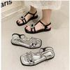 2025 Summer Gladiator Women Sandals Elegant Narrow Band Open Toe Shoes Ladies Comfort Flats Beach Sandalias Slides Shoes
