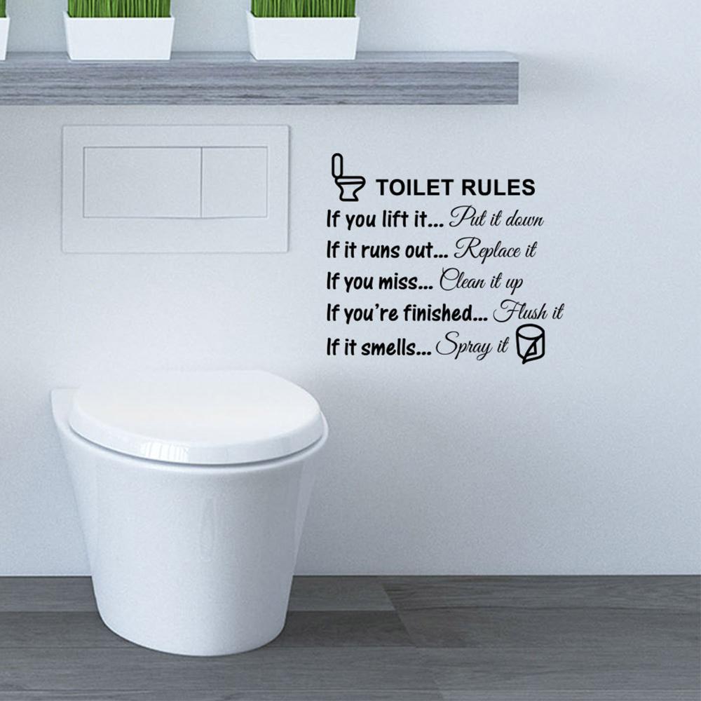 WC Sign Bathroom Decor Kitchen Rules Mural Sticker Picture Wall Stickers Home Decoration