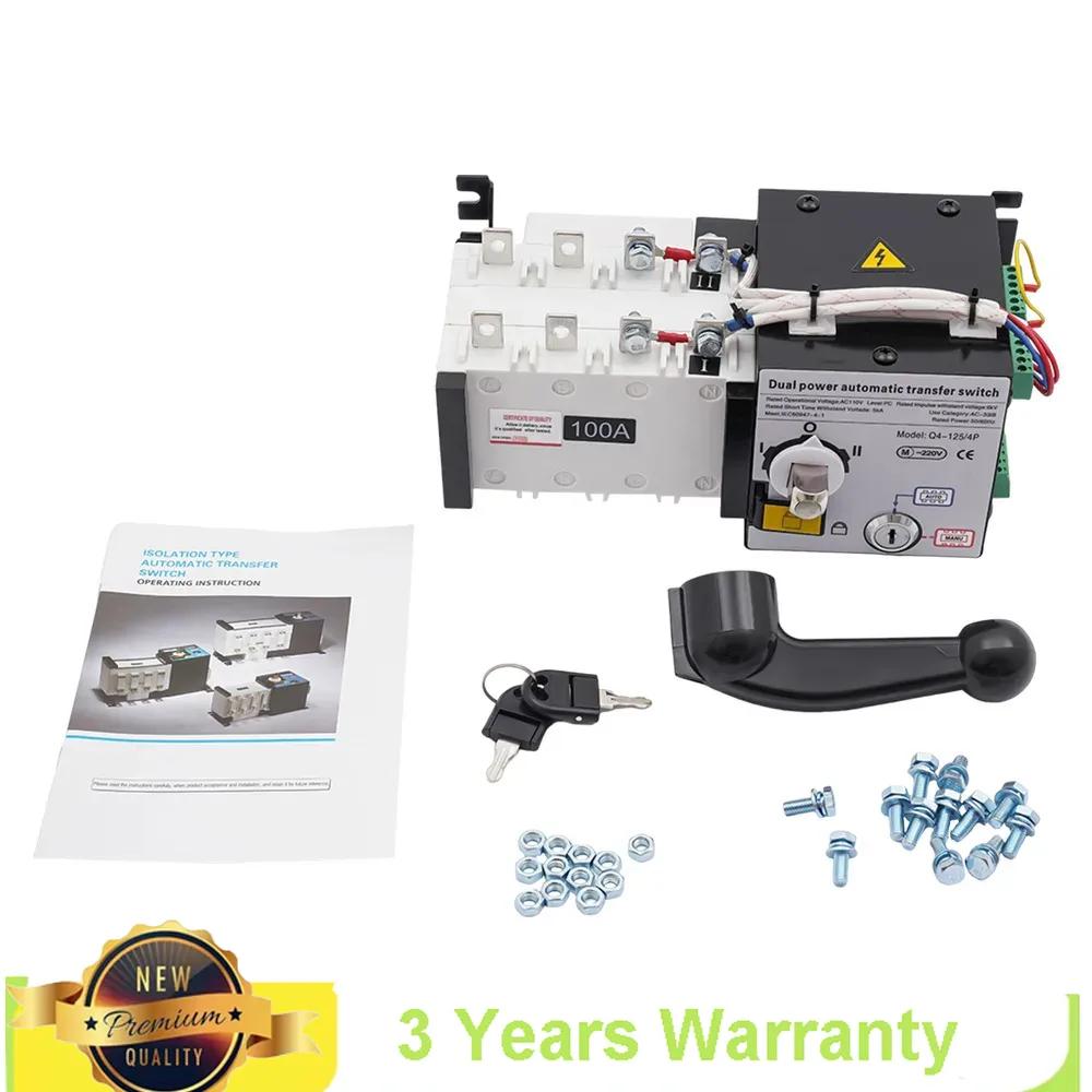 Bymaocar 110/230V 500V Dual Power Automatic Transfer Switch 100A Generator Changeover Switch For Commercial Or Industrial Use