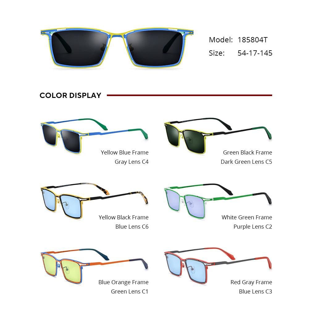 Borregls Colorful Titanium Sunglasses Men Brand Designer Square Fashion Women 2025 New Polarized UV400 Sun Glasses 185804T