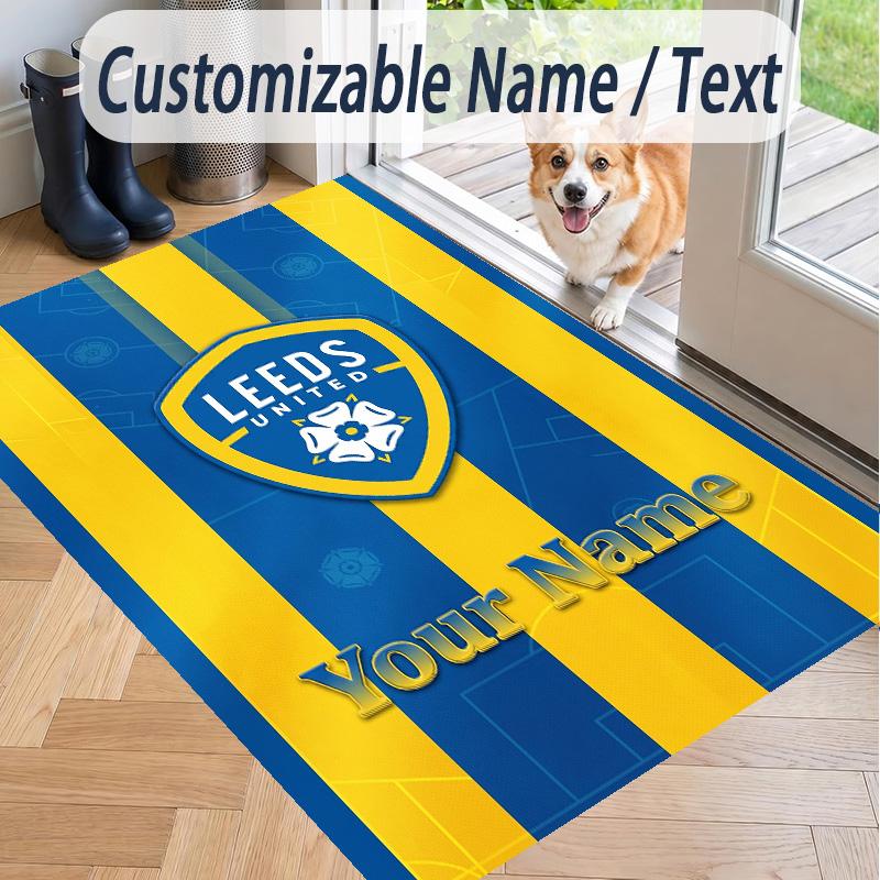 Custom Text Printed Rug Leeds United Non Slip Floor Carpet For Home Room Decor