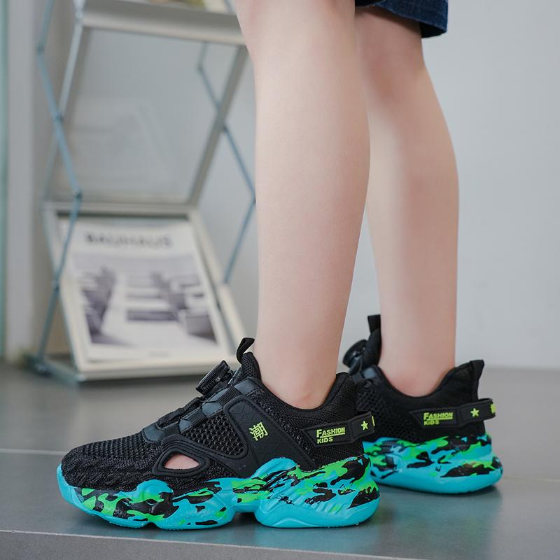 28-39 Children's Large Lightweight Breathable Fashionable Velcro Casual Running Sneakers for Kids