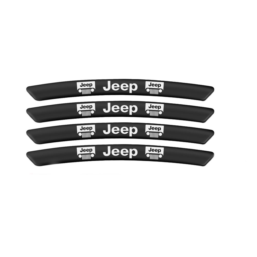 4pcs Car Emblem Wheel Hub Stickers Tire Rim Badge Decal Decoration Accessories For JEEP Grand Cherokee Renegade Compass Wrangler AJP1