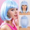 Короткий прямой парик Боб светло-голубого цвета с челкой из синтетического волокна для косплея, светлый цвет, женский модный парик до плеч, парик Боб
