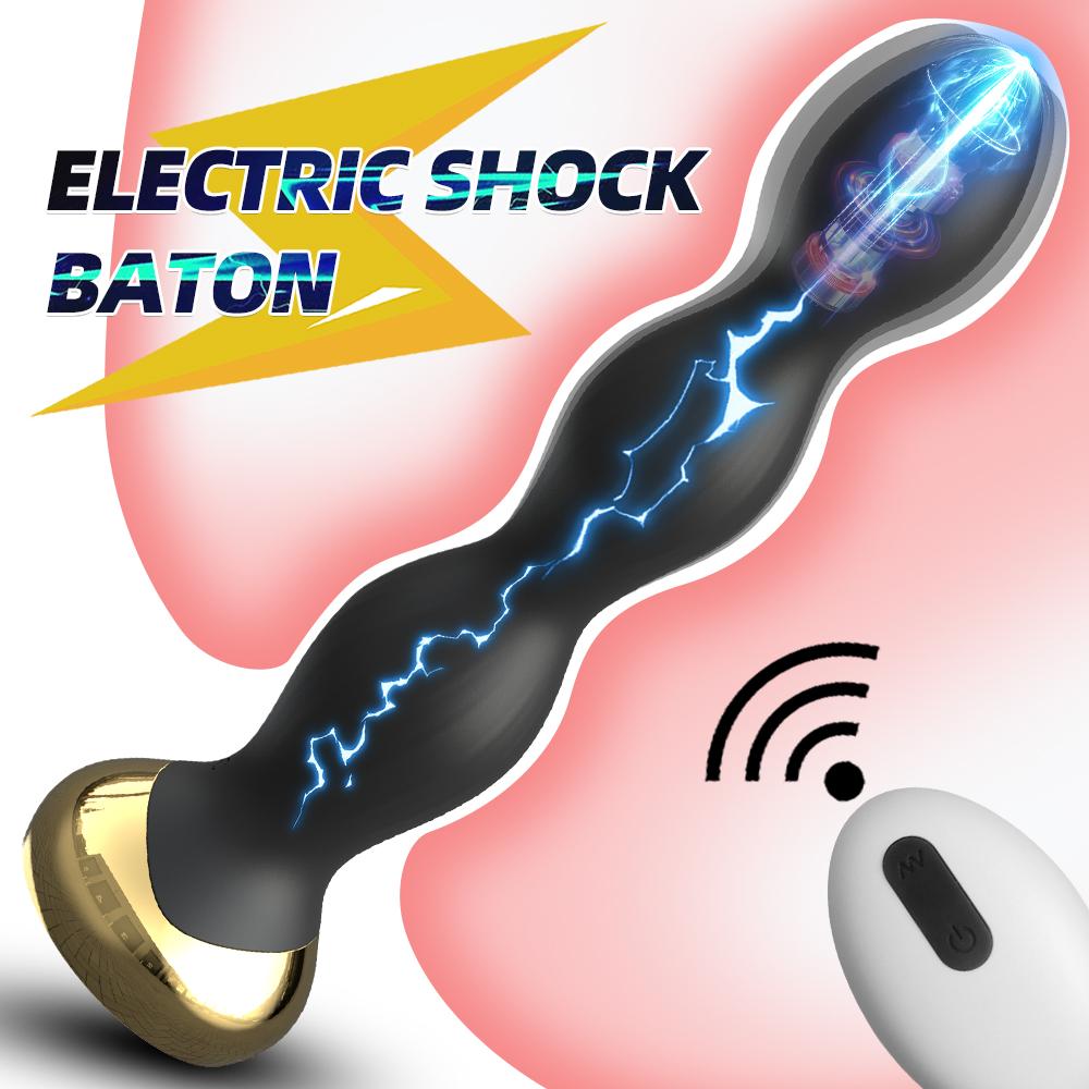 Электрошокер Анальный вибратор Пульт Дистанционного Управления Вибрирующие Бусины Анальные Пробки Для Мужчин Массажер Простаты Женская Мастурбация Секс Игрушки