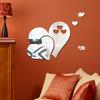 1 Set Wall Stickers Adhesive Removable Solid Color Heart Shape Acrylic Mirror