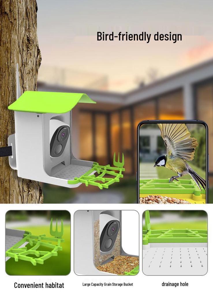 Уличная WiFi-камера на солнечных батареях с HD-разрешением 1080P, ночным видением и умной кормушкой для домашних животных