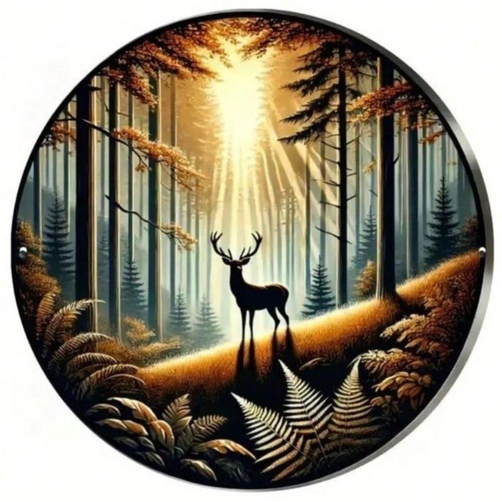Metal Poster Wall Art Deer Forest Rustic Vintage Home Decor