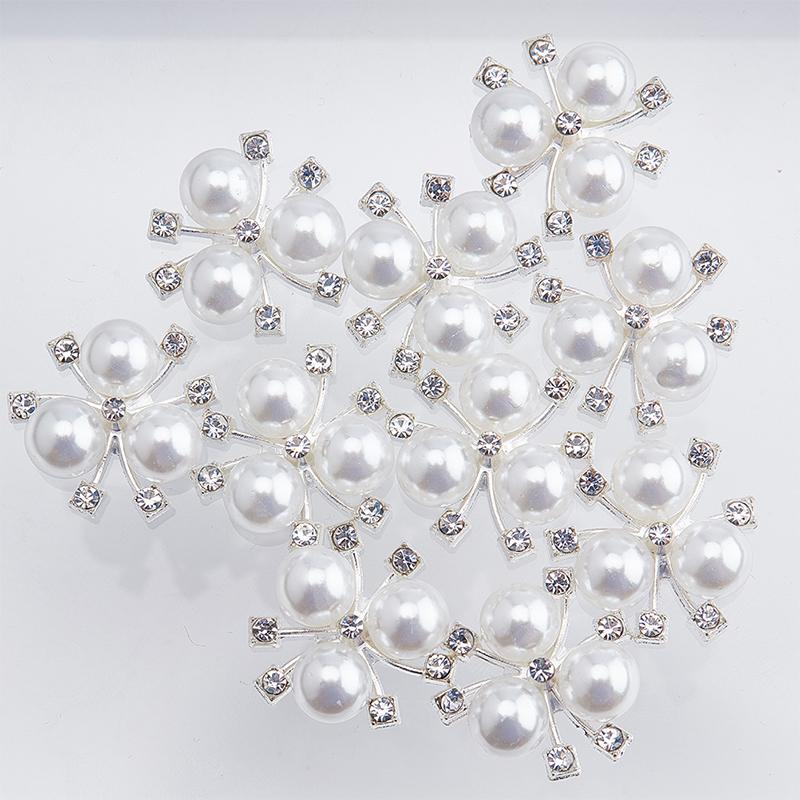 10Pcs Diy Flower Rhinestones Pearl Button Wedding Decoration Sewing Decor Craft