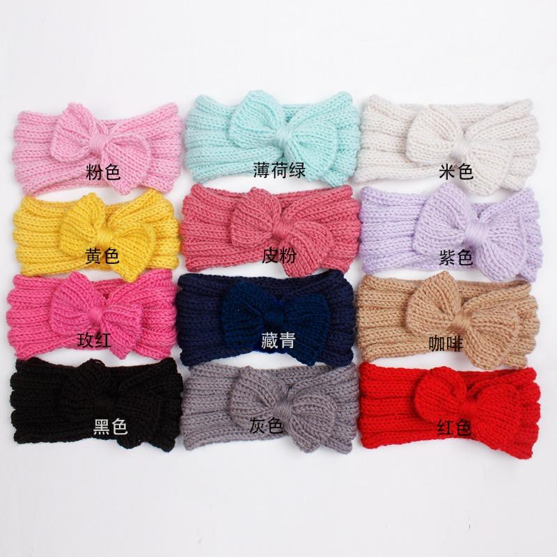 Autumn and Winter Baby Wool Headband, Baby Solid Color Comfortable Bow Hair Accessories, Children's Headband