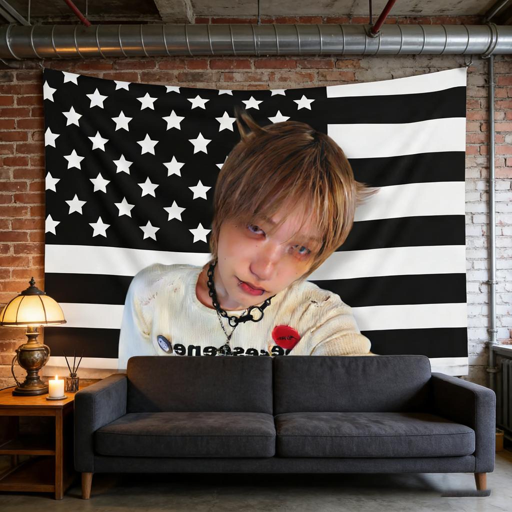 P1Harmony Jongseob American Flag Tapestry Banner 2026 Tour Gift Birthday Present Concert Merch Flat Print Kpop Decor