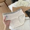 Women's Spring and Autumn Pure Cotton Color Contrast Letter Edge Dark Stripe 10A Antibacterial Crotch Midwaist Underwear