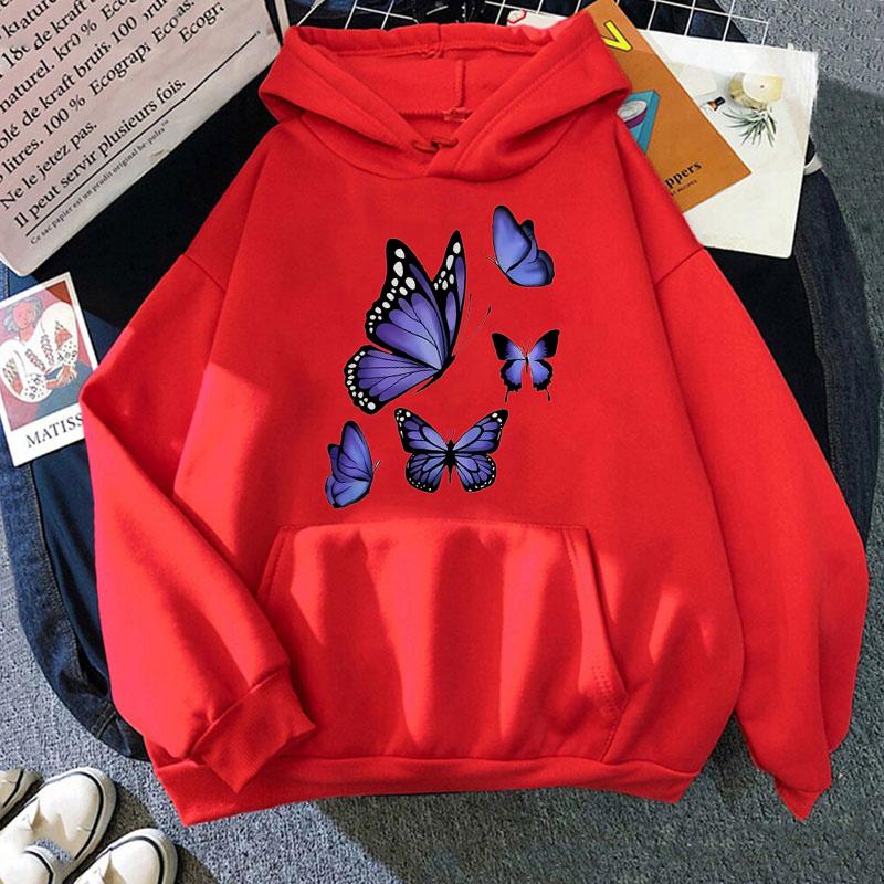 Funny 90s Graphic Butterfly Pattern Printed Hoodies Women's Men's Vintage Y2k Sweatshirts Hooded Clothes