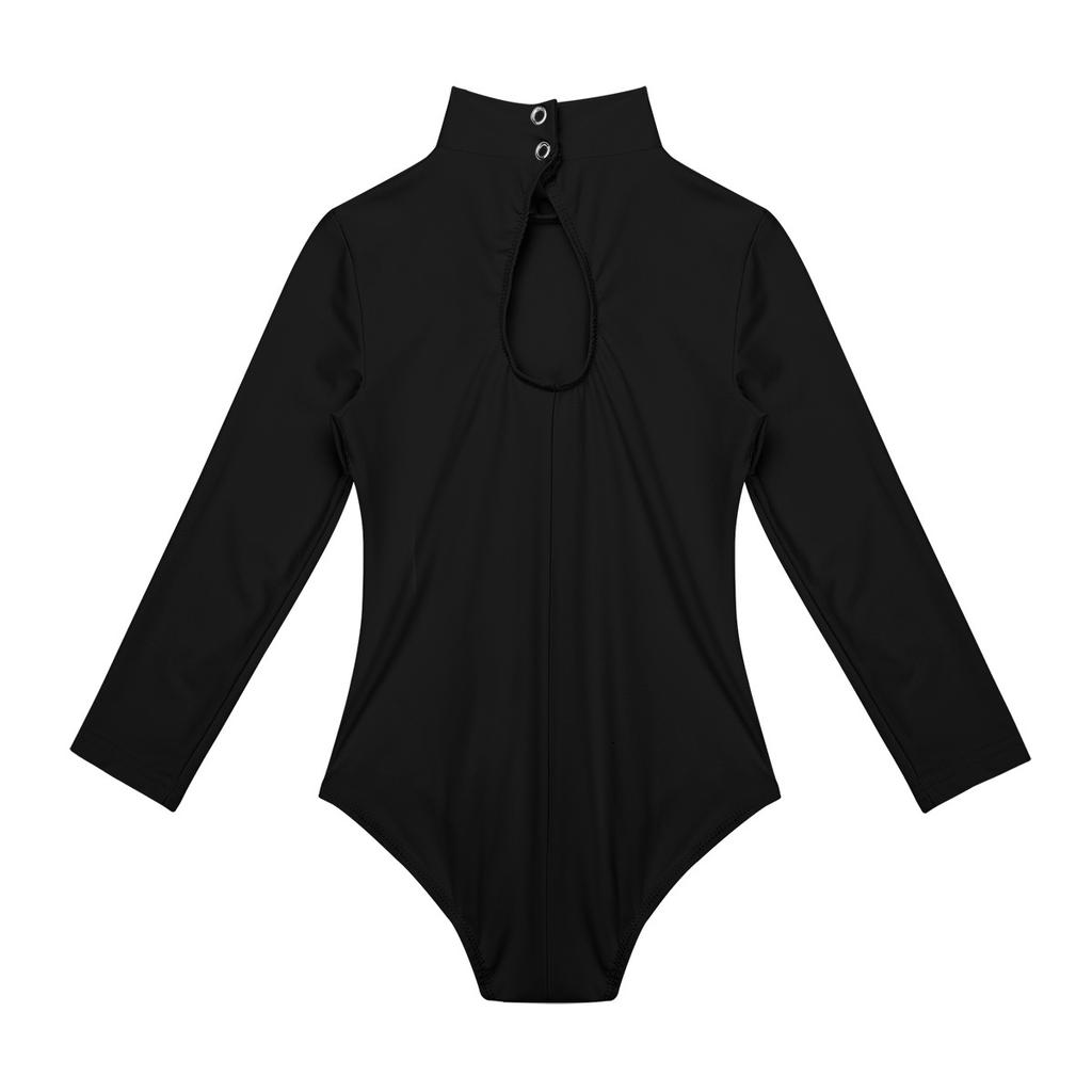 Child Long Sleeve Mock Neck Professional Ballet Dance Leotard Girls Gymnastics Bodysuit Unitard