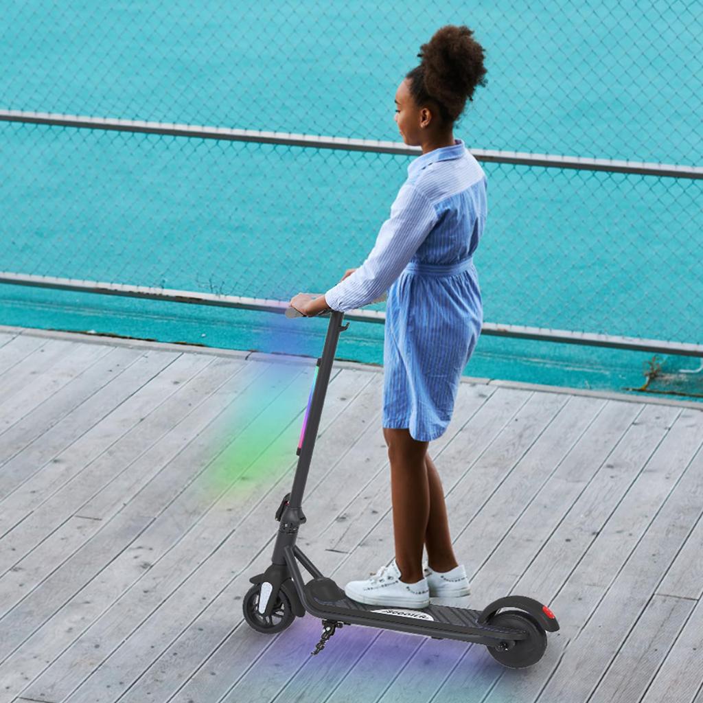 6'' Foldable Electric Scooter,Max Speed 12 km/h,LED Colorful Lights & Display,5-8KM of Range,with Electronic Brake,for Kids 6-12 Years
