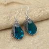 Indicolite Tourmaline Gemstone Solid 925 Sterling Silver Handmade Earrings Pretty Jewelry