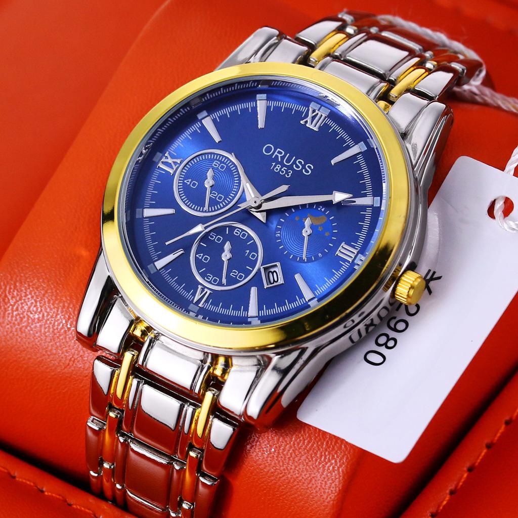 ORUSS Men's Steel Band Waterproof Quartz Watch High-grade Automatic Movement Watch Men's Fashion Luminous Waterproof
