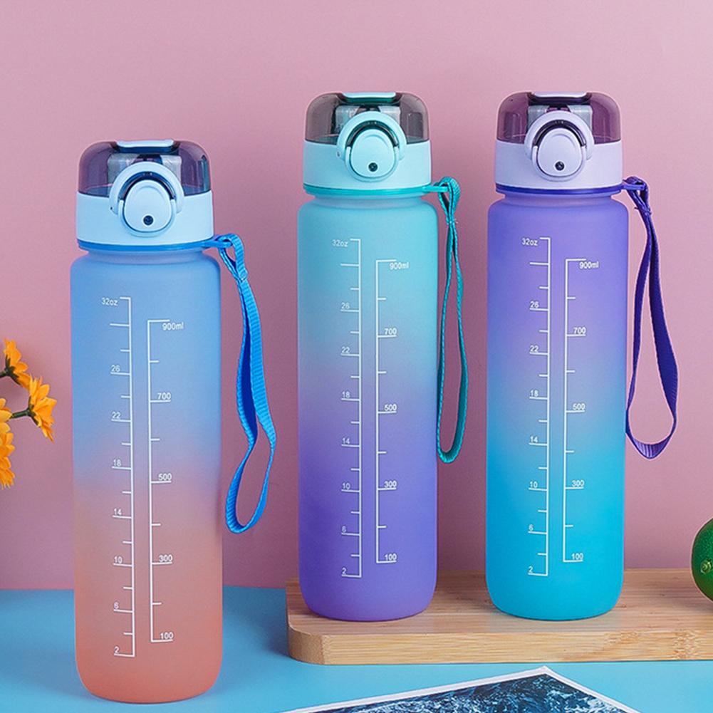 Бутылка для воды 1 л с соломинкой градиентная бутылка для питьевой воды герметичная откидная крышка