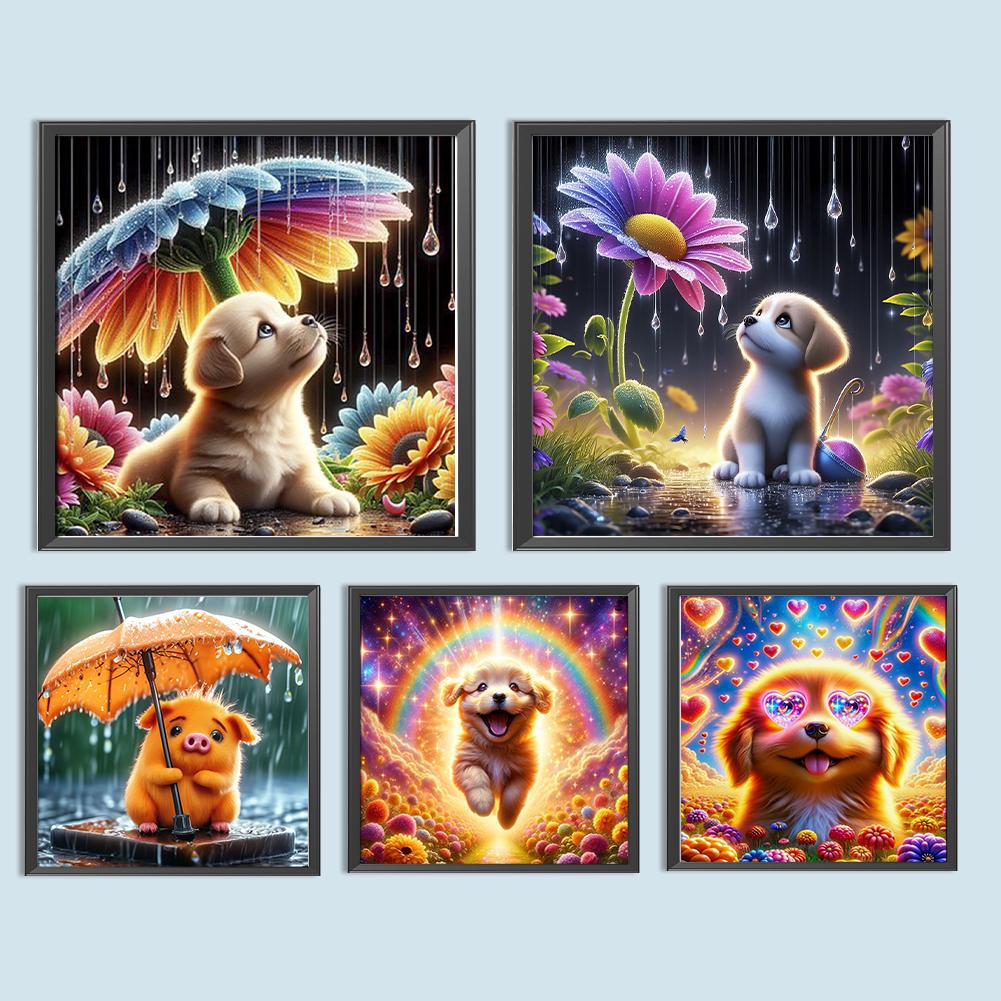 FE# 5D DIY Full Round Drill Diamond Painting Dog Pig Kit Home Decor Art Craft