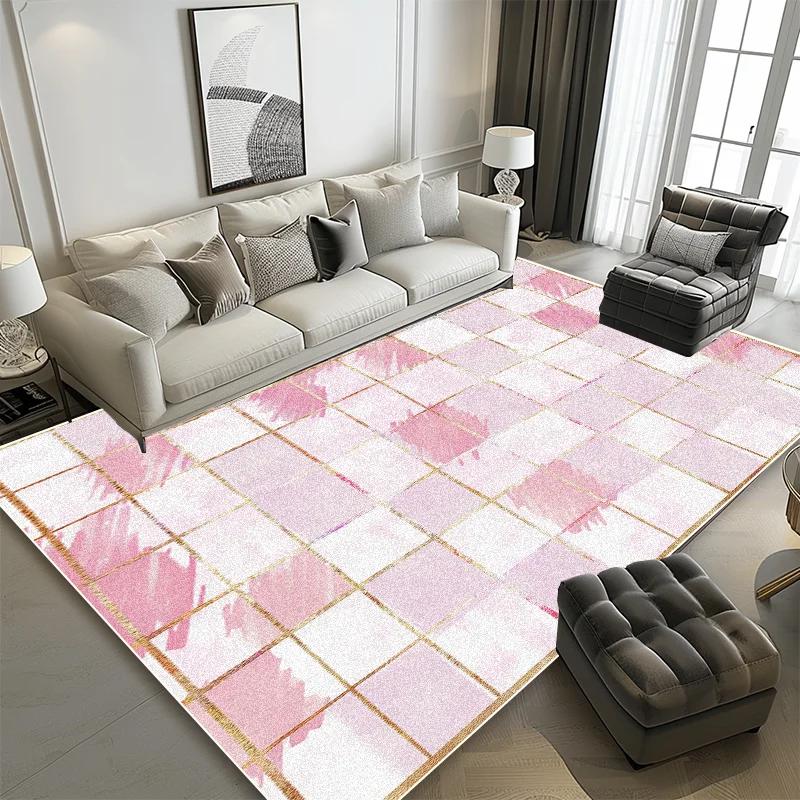 Современные геометрические ковры для гостиной, сетчатый декор, зона дивана, нескользящие моющиеся коврики, коврики для спальни, гардеробной, входной двери