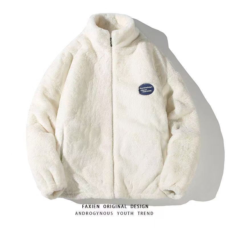 Winter Trendy Brand Tie-Dye Stand-Up Collar Lamb Wool Jacket For Men And Women, Japanese Street Casual Padded Couple Cotton-Padded Clothes