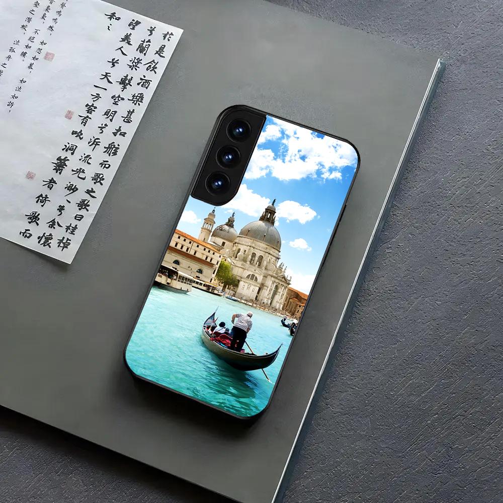 Чехол для телефона Venice Water City для Samsung S24, S25 22,30,,Note20,Ultra,Lite,Ultra,5G,Plus,FE Черный
