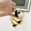 Cute Short Plush Black Bee Dog Pendant Keychain For Car And Bag Accessories