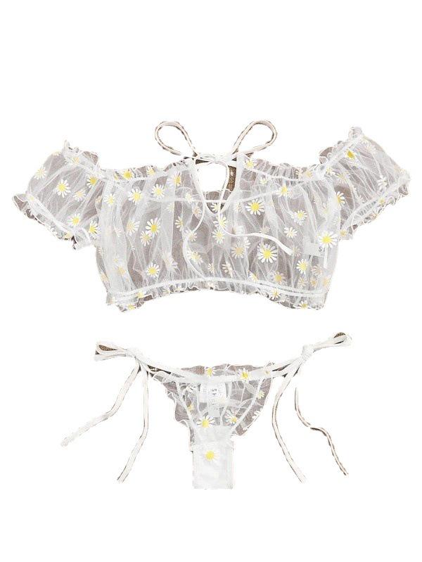 Европейский и американский сексуальный сет прозрачного нижнего белья из сетки - 3 предмета