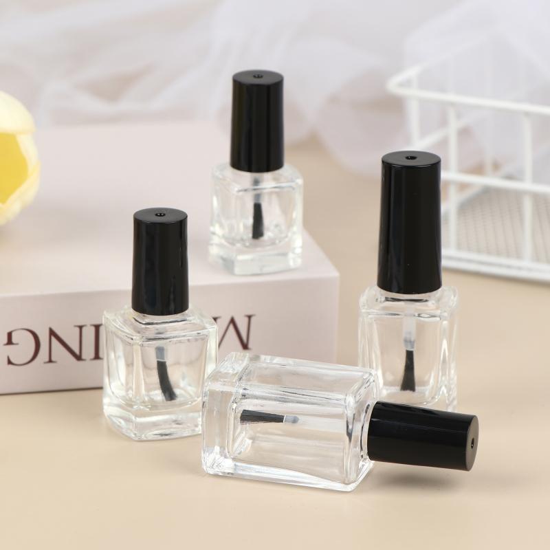 5/10/12/15Ml Empty Clear Glass Nail Polish Bottles With Brush Cap Refillable Containers For Nail Art Lip Golss Liquid Sample