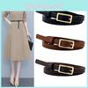 Pu Leather Minimalist Waist Belt For Women With Rectangular Buckle Design