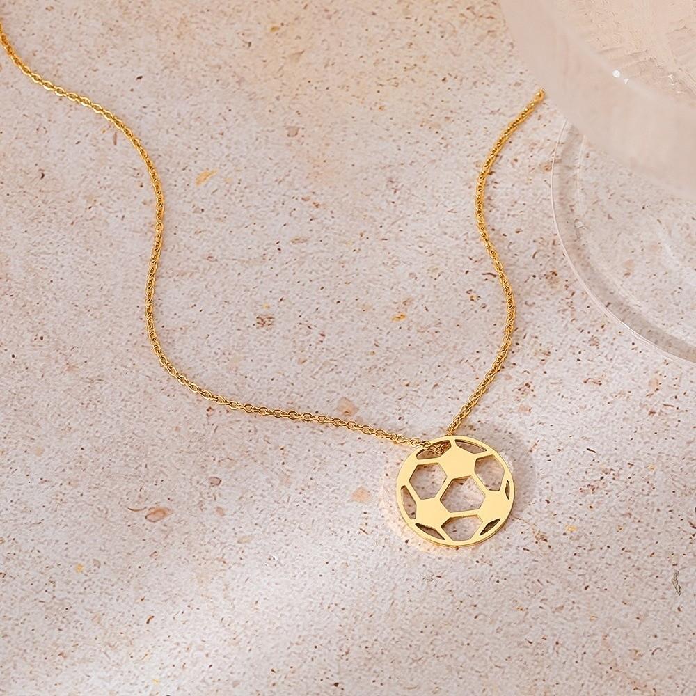 Stainless Steel Football Lover Choker Simple Sports Ball Jewelry Casual Wear