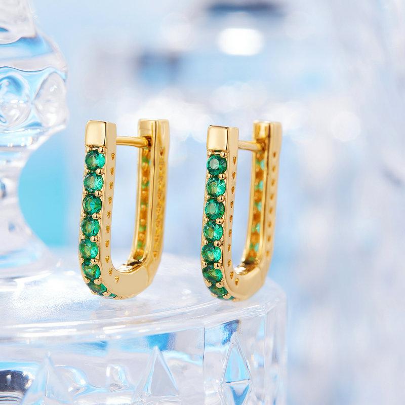 BAMOER 925 Sterling Silver Classic U-shaped Ear Buckles Earrings for Female Shining Zircon Earrings Fine Jewelry Gift