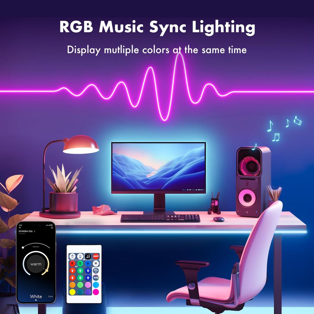 Светодиодная лента RGB 40M/30M, 24V Music Sync App/дистанционный таймер DIY веревка, водонепроницаемый IP65 игровой для спальни, внутреннего и наружного декора