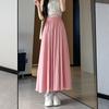 2025 Новая летняя юбка с высокой талией, женская юбка-зонтик А-силуэта, длинная плиссированная юбка, абрикосовая юбка Yamamoto