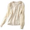 New Early Spring French Gentle Furry Lace Round Neck Flower Puff Sleeve Lace Top for Women