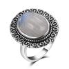 Кольца из натурального радужного лунного камня, женские серебряные винтажные ювелирные кольца, вечерние подарки для женщин