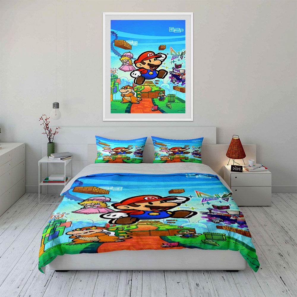 Mario-themed characters and blocks. Bedding sets Duvet cover sets Duvet covers Pillowcases(1 * Duvet Cover 2 * Pillowcases, without duvet insert)