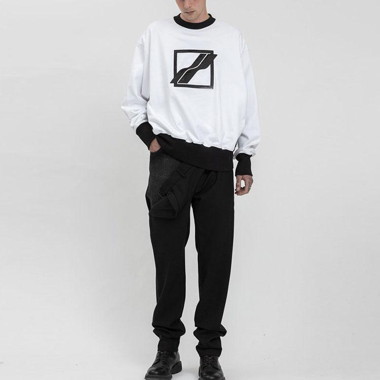 We11done Ss21 Reflective Logo Print Long Sleeve Sweatshirt Unisex sweatshirt White WD-TS1-21-511-U-WH