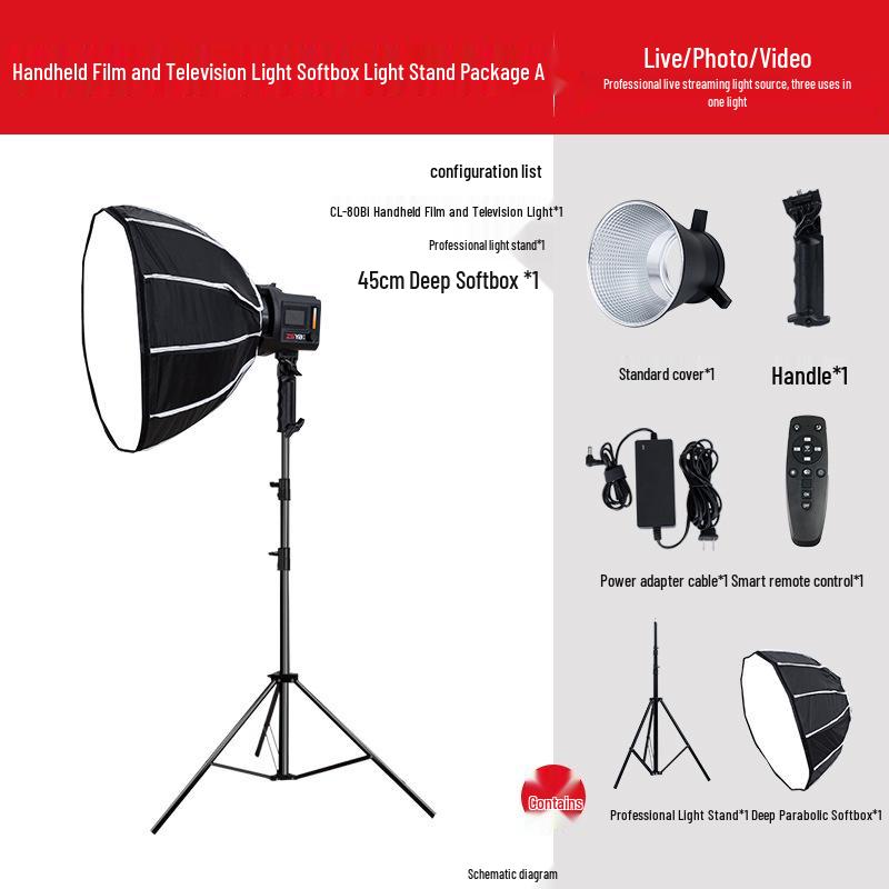 Yingbang CL-80Bi Tri-Color Handheld Fill Light for Streamers & Outdoor Photography