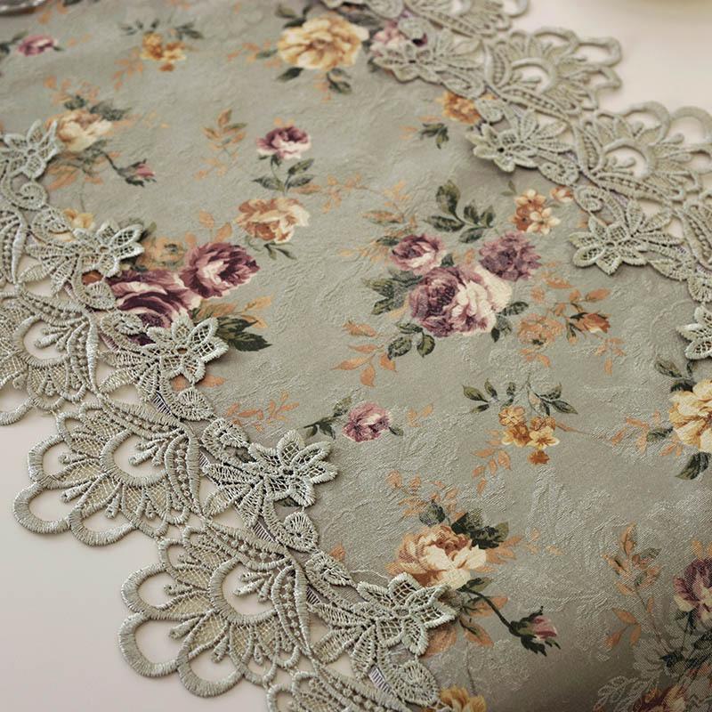 Table Runner Green Table Flag Flower Embroidered Top Elegant Europe Lace Pastoral Home Decoration Runners Placemats For Table