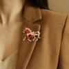 Luxury Zodiac Pin Retro Animal Lapel Pins Enamel Rhinestone Horse Brooch Women Accessories