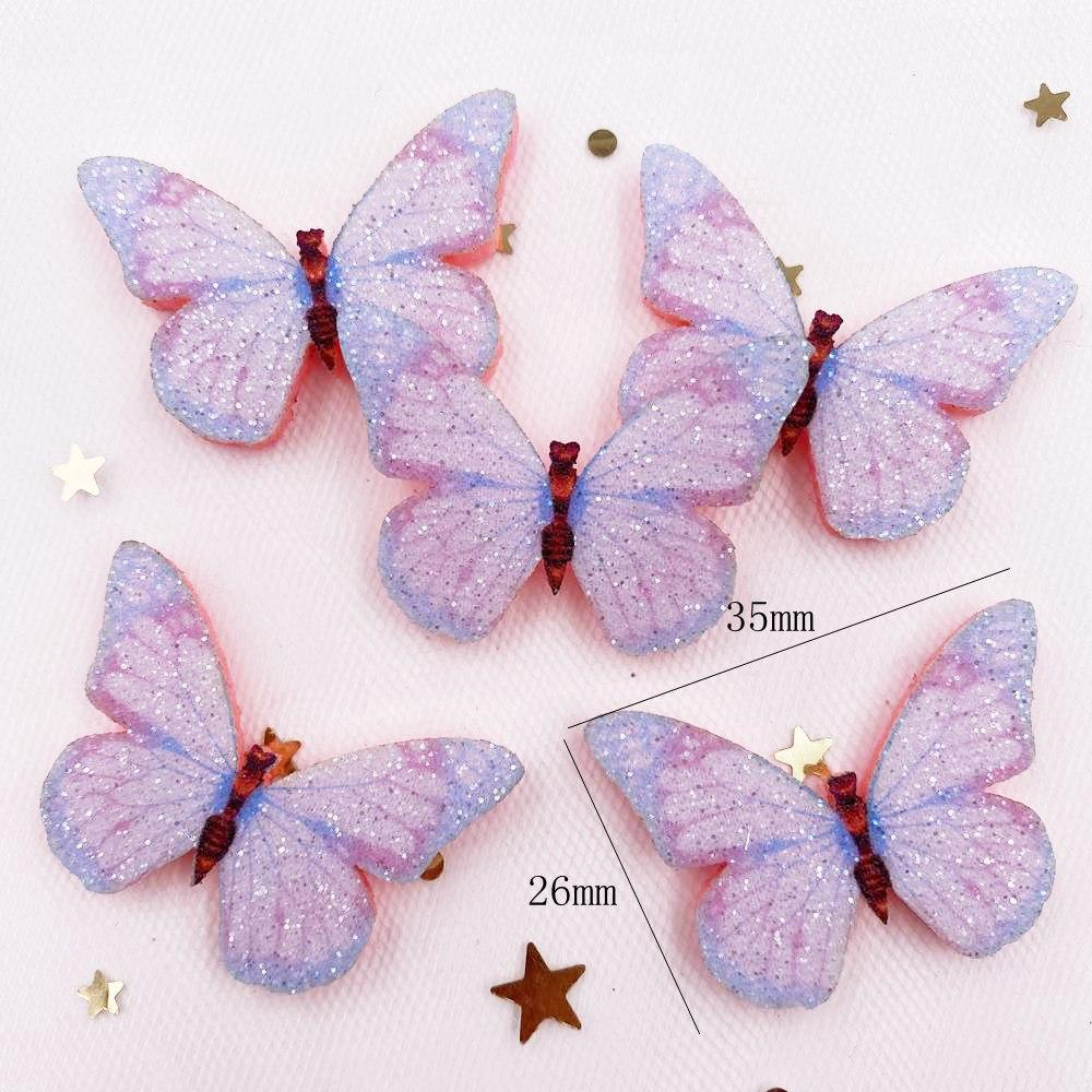 10 шт. фетровая ткань с блестками и блестками, красочная аппликация в виде бабочки, шитье