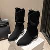 Модные дизайнерские британские кожаные ковбойские ботильоны на платформе для женщин, модные женские ботинки челси большого размера с мягкой подошвой