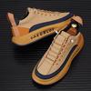 Кожаные мужские туфли 2025 года, новая корейская версия модных спортивных и любительских черных кроссовок, мужская универсальная модная обувь на платформе